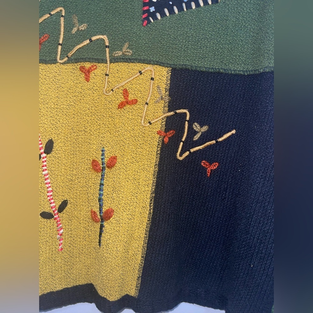 Indigo Moon patchwork Embroidered Knit Women's Mu… - image 8